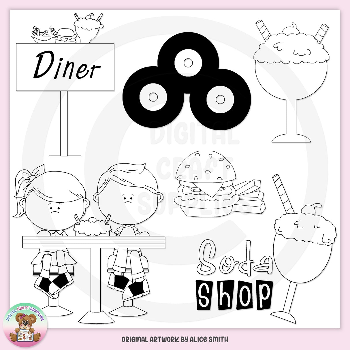 Restaurante de los años 50 - Sellos digitales