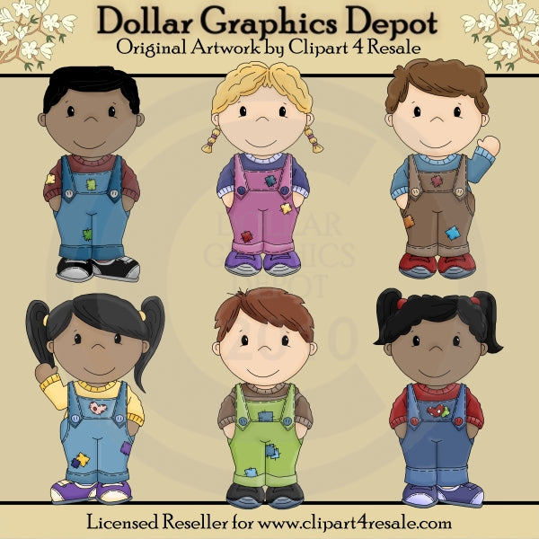 Bib Overall Kids 1 - Clip Art - DCS Exclusive