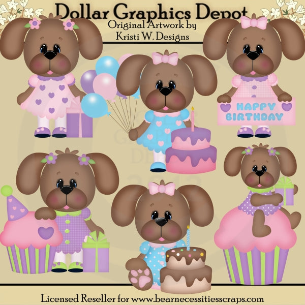 Cumpleaños Cachorros 1 - Clipart - Exclusivo de DCS