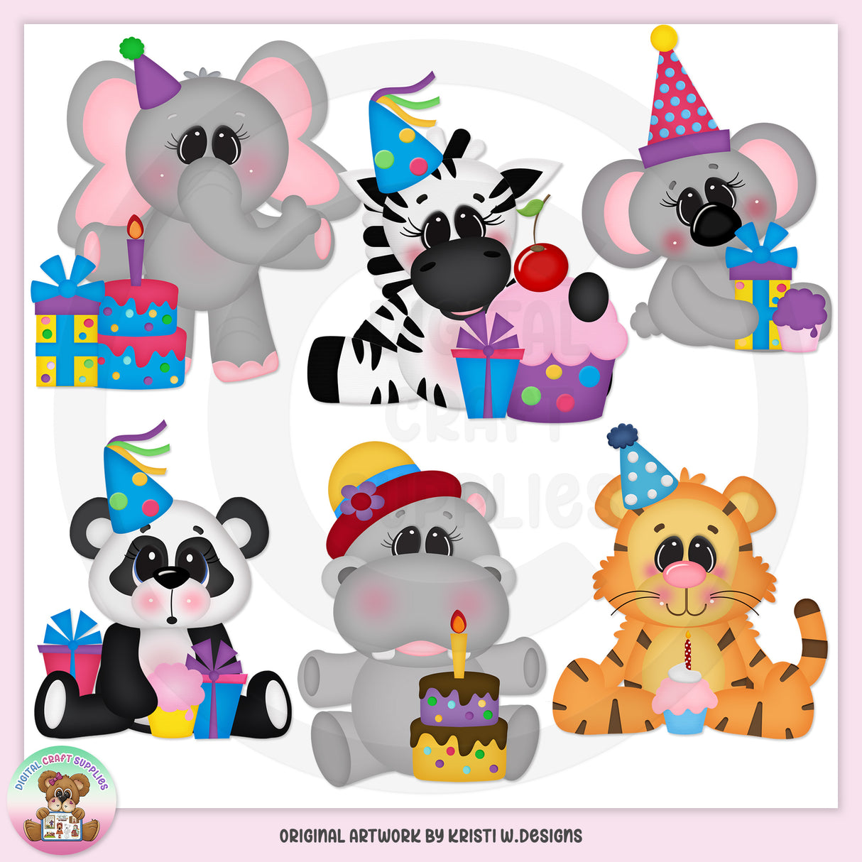 Animales de cumpleaños - Clipart - Exclusivo de DCS