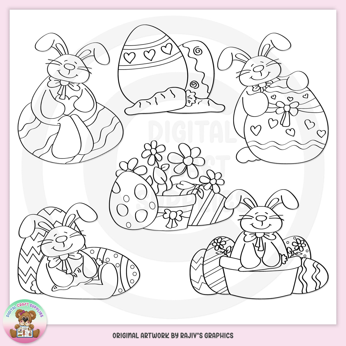 Chocolate Easter Bunnies - Digital Stamps