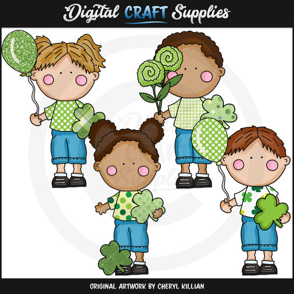 Bambini carini per il giorno di San Patrizio 1 - ClipArt