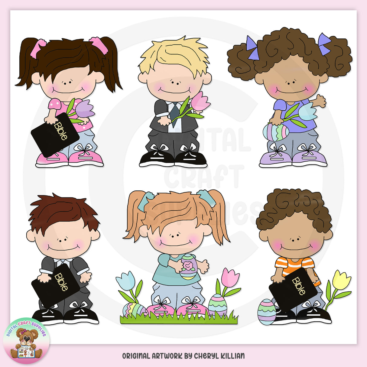 Little Easter Kids - Clip Art