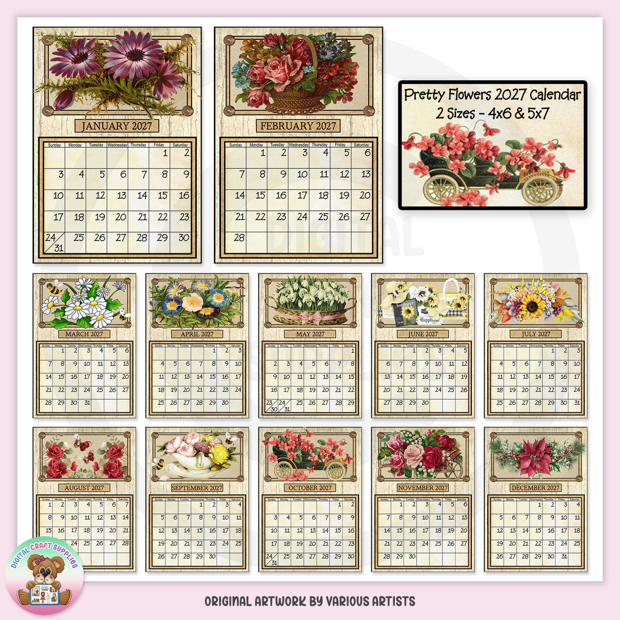 Pretty Flowers 2027 Calendar - DCS Exclusive