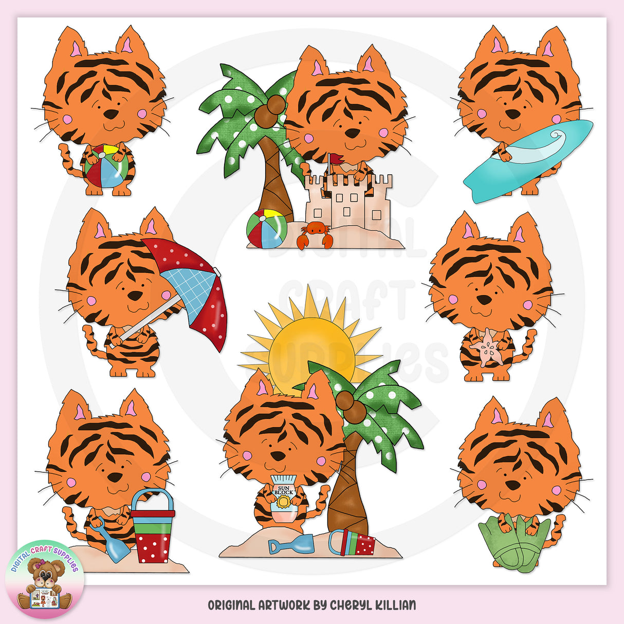 Tiny Tiger - Beach Trip - Clip Art - DCS Exclusive