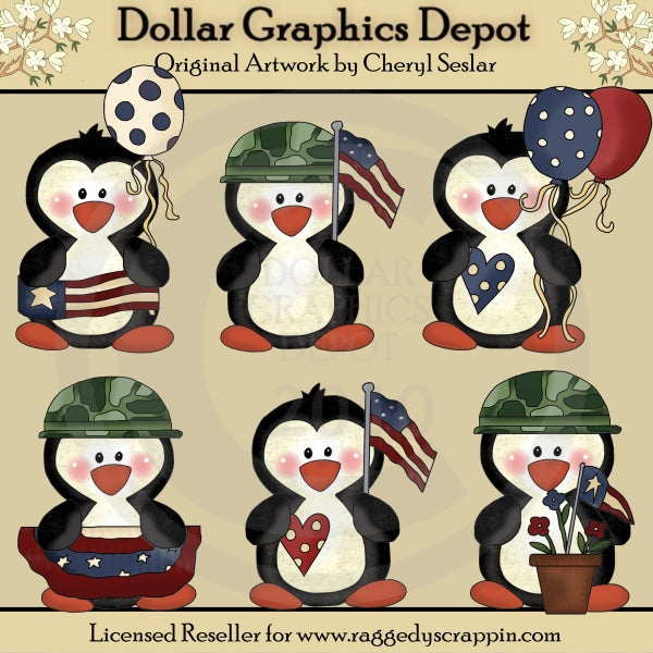 Americana Penguins - Clip Art
