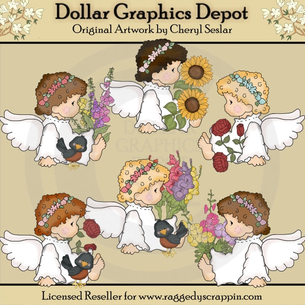 Angel Audrey's Flowers - Clip Art