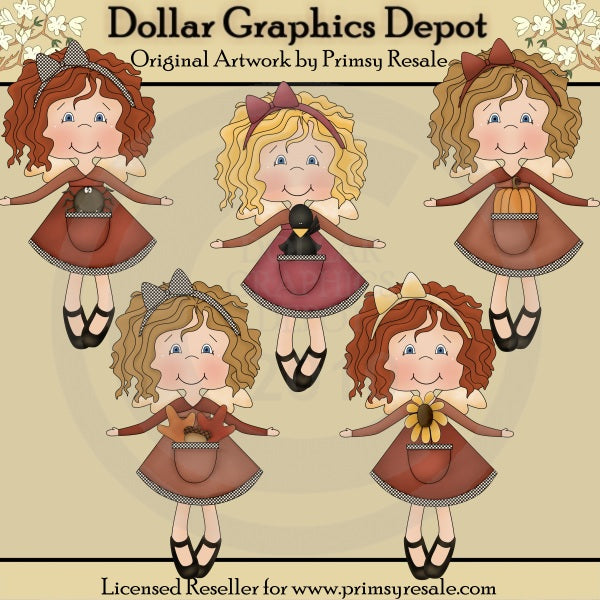 Chicas Ángeles De Otoño - Clipart
