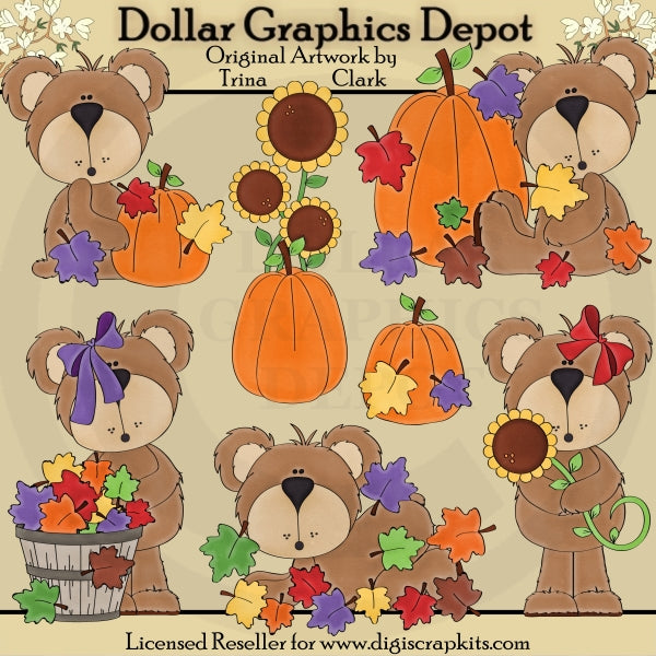 Autumn Bears 1 - Clip Art