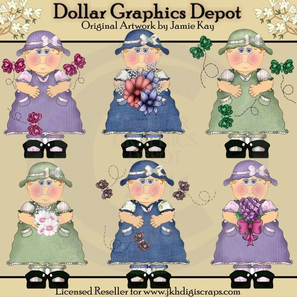 Baby Maddy - Butterflies and Blooms - Clip Art