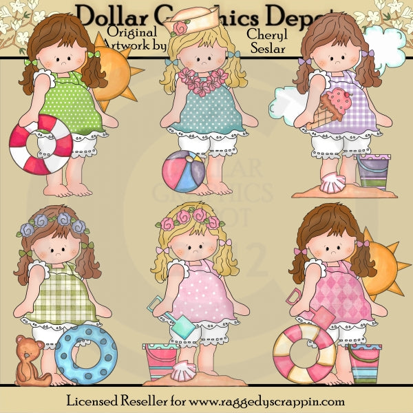 Barefoot Beth - At The Beach - Clip Art