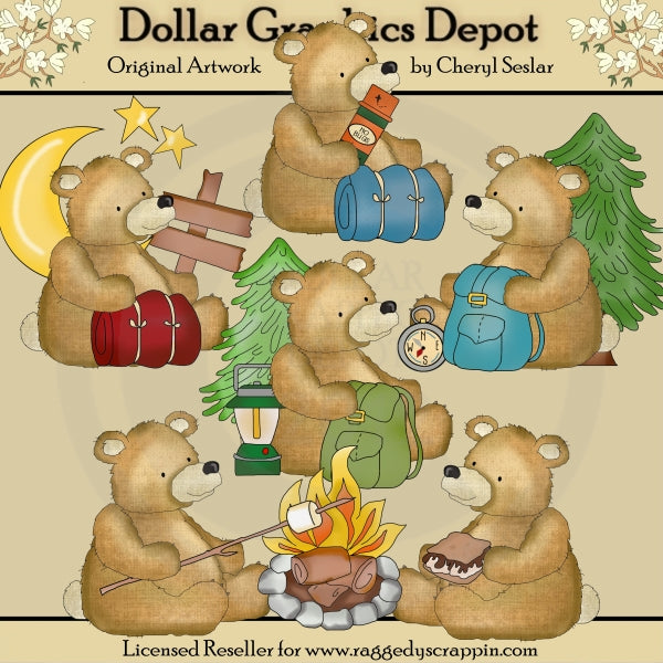 Bart The Bear Goes Camping - Clip Art