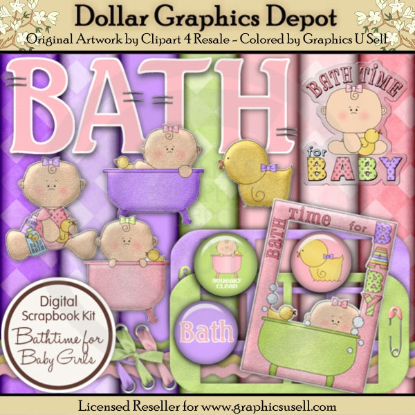 Bath Time for Baby Girl - Scrap Kit