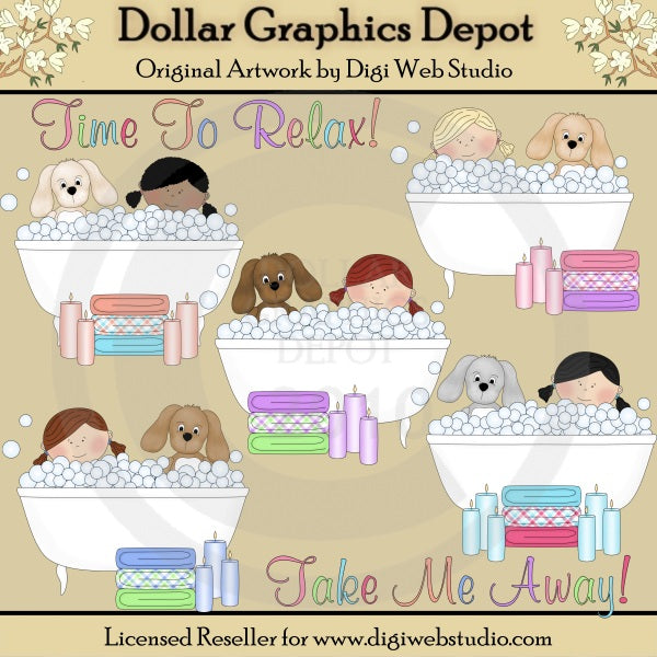 Bathtub Tots and Pups - Clip Art