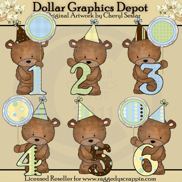 Baxter's Birthday Numbers - Clip Art