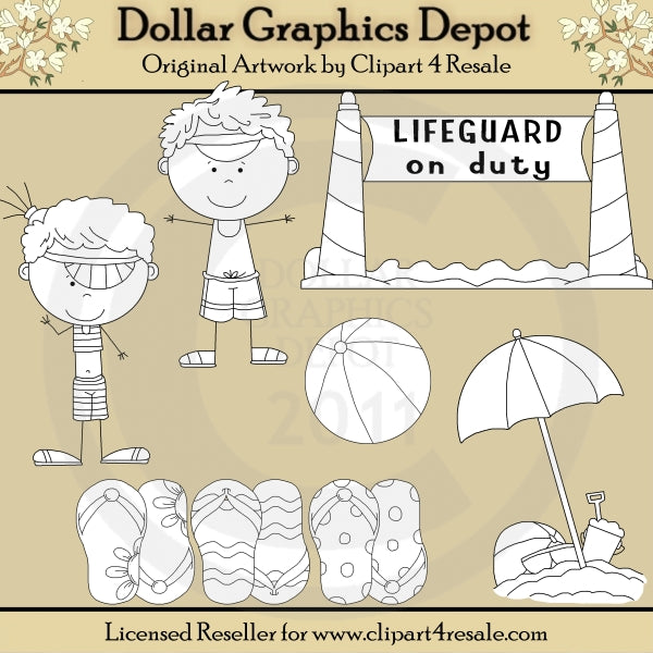 Beach Kids - Digital Stamps - DCS Exclusive
