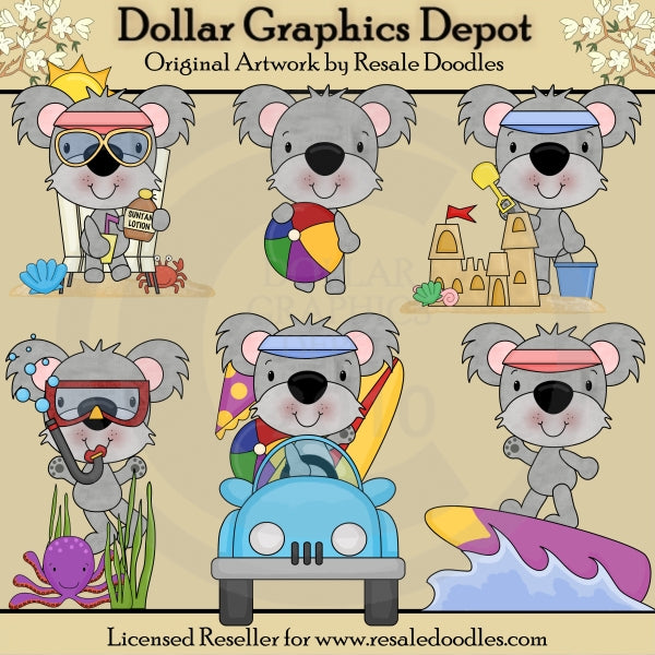 Beach Koalas - Clip Art