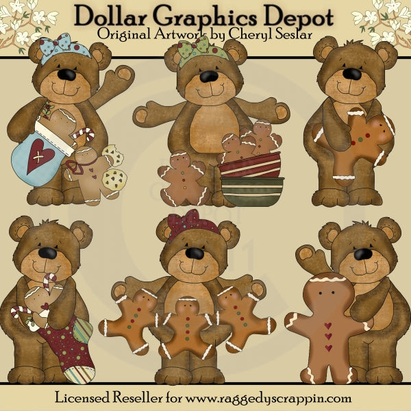Benny and Babs - Love Gingerbread - Clip Art
