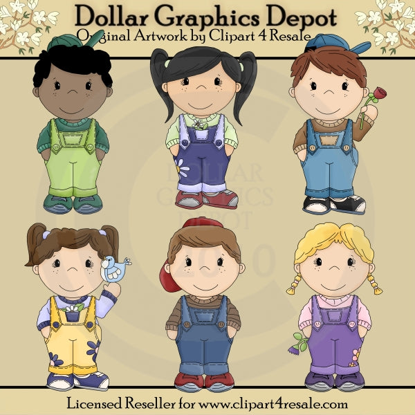 Bib Overall Kids 2 - Clip Art - DCS Exclusive