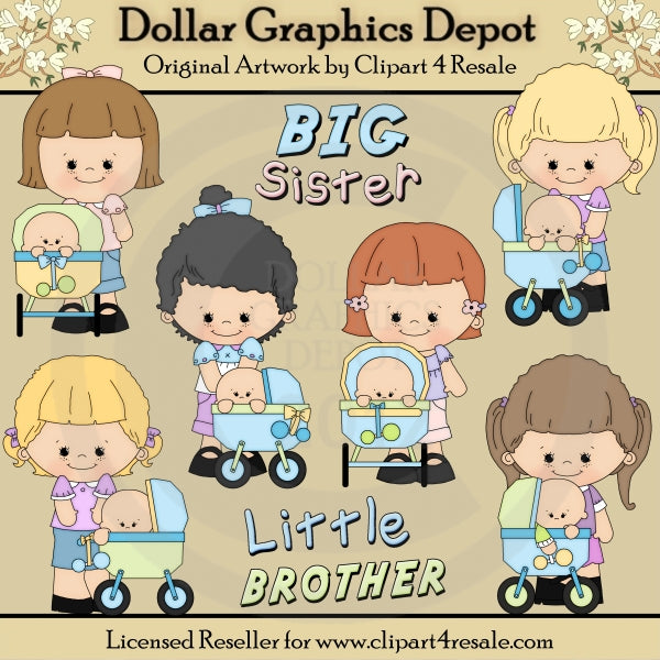 Hermana Mayor - Hermano Pequeño - Clipart - Exclusivo de DCS