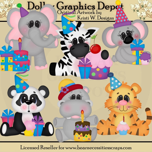 Animales de cumpleaños - Clipart - Exclusivo de DCS