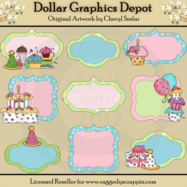 Birthday Designer Frames - Scrap Elements