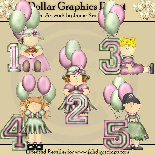 Birthday Girls 1-5 - Clip Art