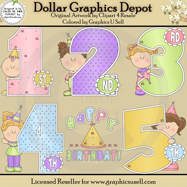 Cumpleaños Años Niñas 1 - Clipart
