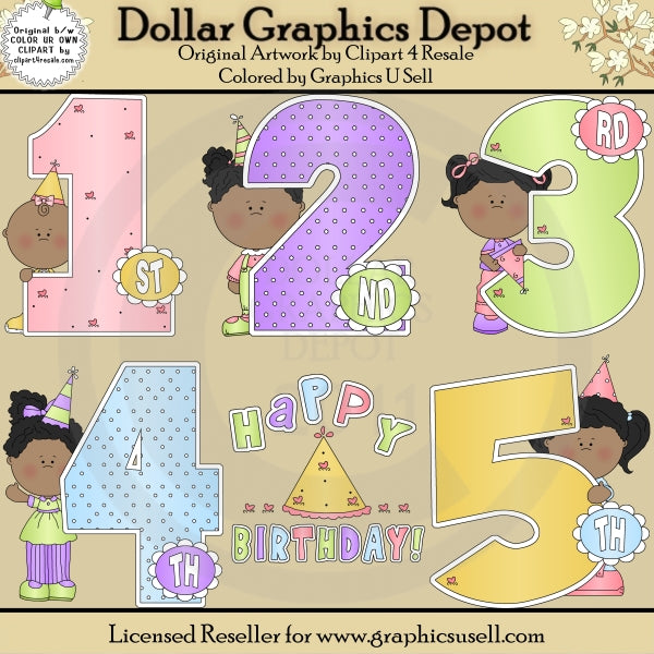 Birthday Years Girls 2 - Clip Art