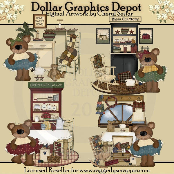 Bless Our Home Bears - Clip Art - DCS Exclusive