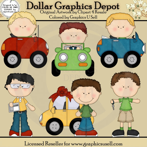 Ragazzi in auto 1 - ClipArt
