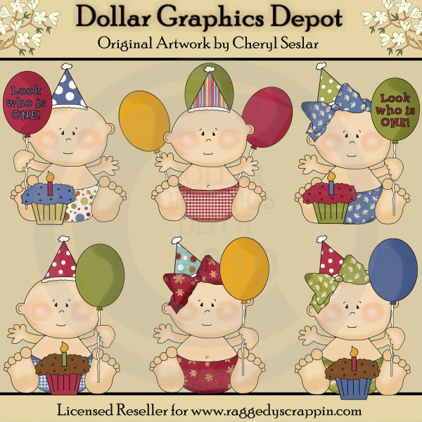 Bright Birthday Babies - Clip Art