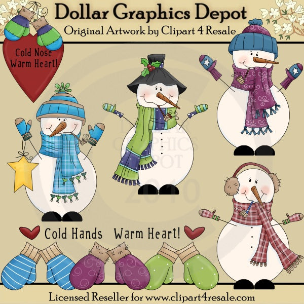 Pupazzi di neve in bundle - ClipArt