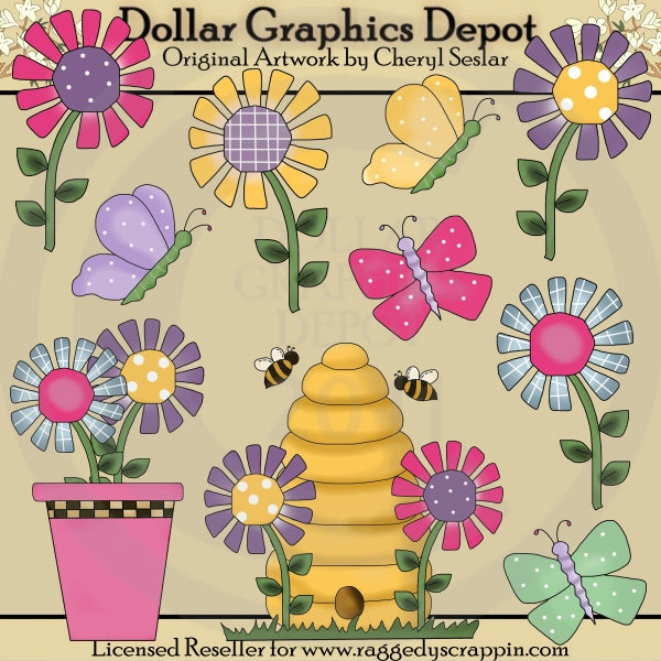 Butterflies and Blooms - Clip Art