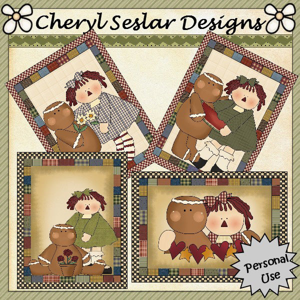 Fronti delle carte Annie Ginger... Set di 4
