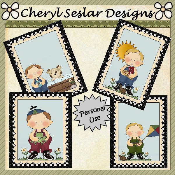 Boys R Boys Card Fronts...Set of 4
