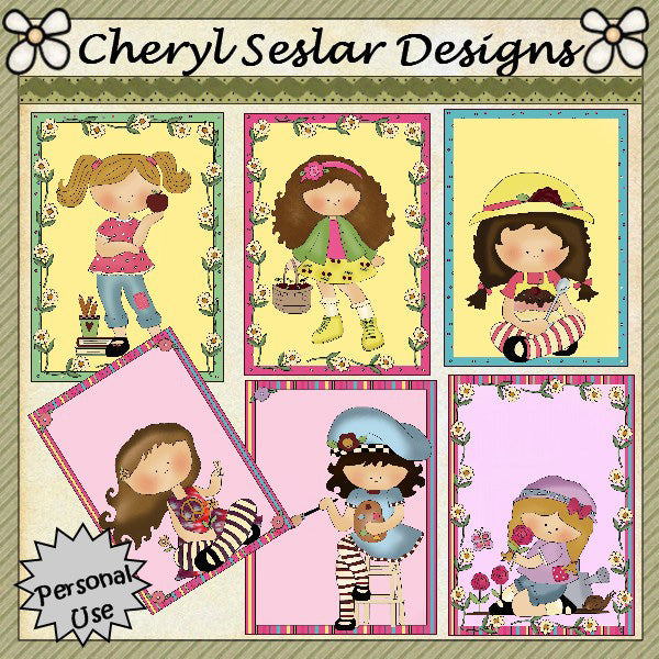 Fronti delle carte degli amici di Huckleberry... Set di 6