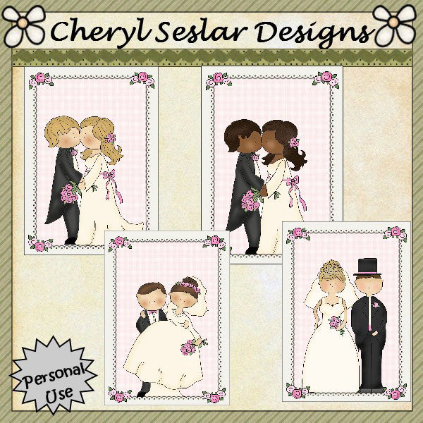 Fronti dei biglietti Just Married... Set di 4