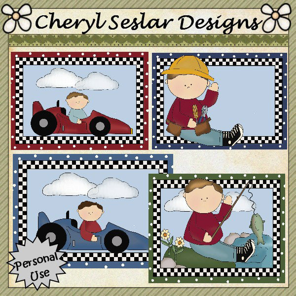 Fronti di biglietti per ragazzini...Set di 4