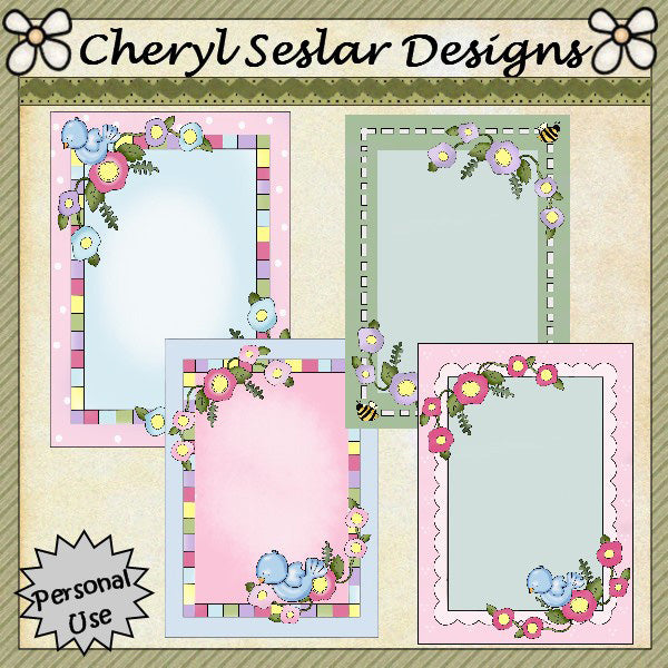 Graziosi biglietti frontali 2...set di 4