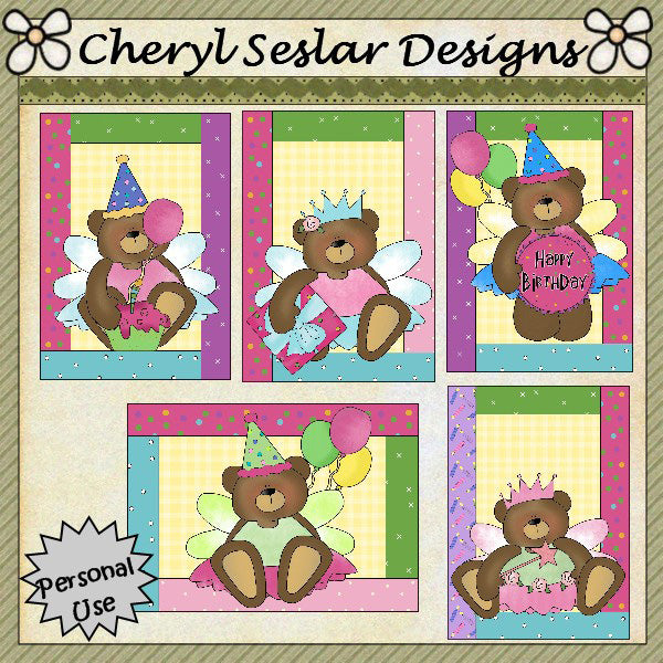 Fronti per biglietti di compleanno principessa... Set da 5