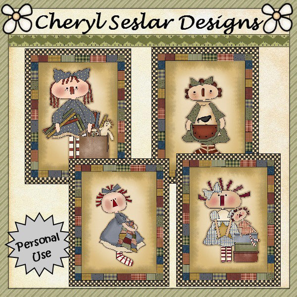 Fronti di carte Annie trapuntate... Set di 4