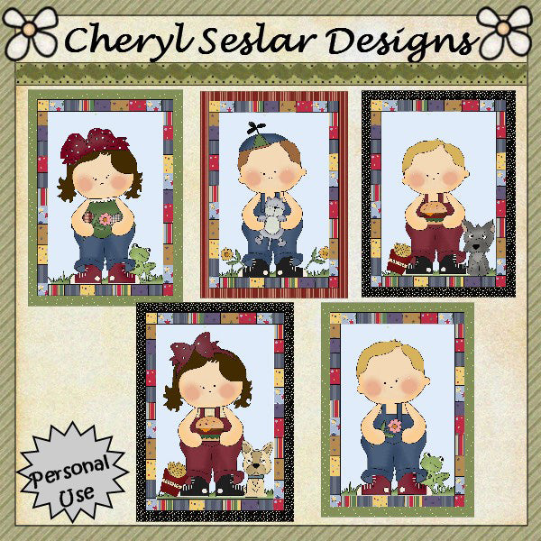 Fronti delle carte Rag-A-Muffin... Set di 5