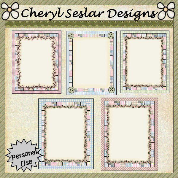 Shabby Pastel Card Fronts...Set of 5