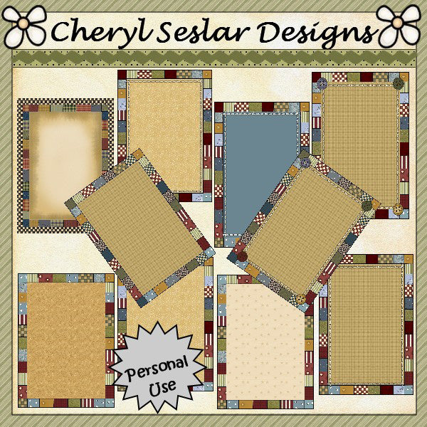 Frontali dei biglietti con cornici Simply Patchwork...Set di 10 (01)