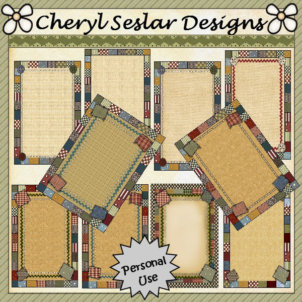Fronti dei biglietti con cornici Simply Patchwork...Set di 10 (02)