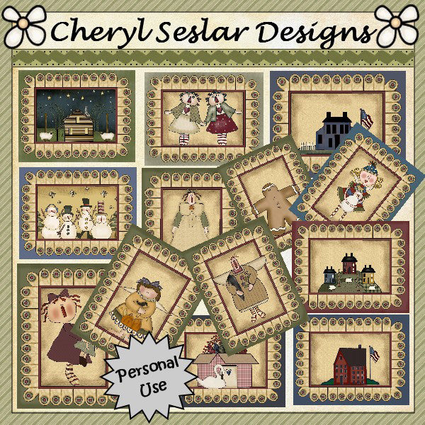 Fronti delle carte per tappeto Simply Penny. Set da 12 (02)