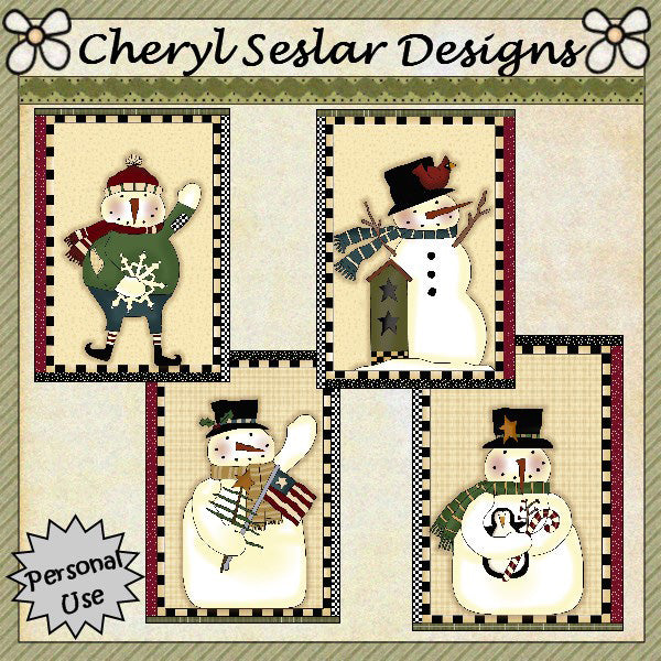 Fronti delle carte SnowFolk... Set di 4