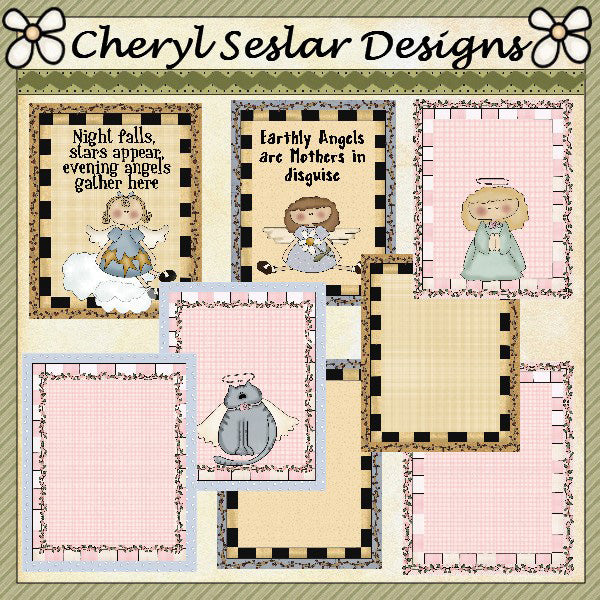 Frentes de tarjetas Sweet Angels... Juego de 8