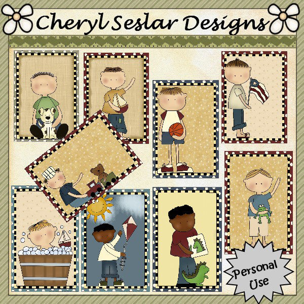 Wee Folk Boys Card Fronts...Set of 9